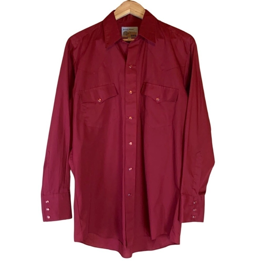 Authentic Western by CR Anthony burgundy western shirt with red pearl snaps